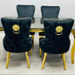 Louis Marble Dining Table Black And Gold With Victoria Black And Gold Lion Knocker Chairs