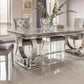 Ariana Marble Dining Table Light Grey + Jessica Dining Chairs Ring Knocker Light Grey