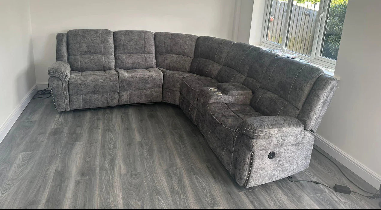 Venice Fabric Electric Recliner Sofa Silver