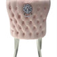 Louis Marble Round Table Light Grey With 4 Pink Valentino Lion Knocker Chairs
