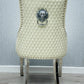 Majestic Cream PU Leather Chair Lion Knocker