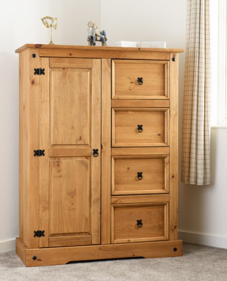 Corona 1 Door 4 Drawer Low Wardrobe