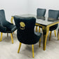 Louis Marble Dining Table Black And Gold With Victoria Black And Gold Lion Knocker Chairs