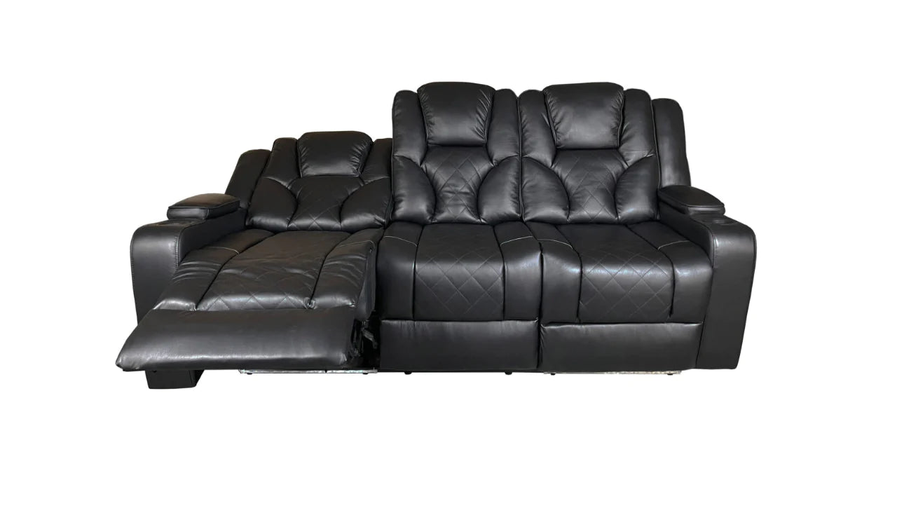 AMSTERDAM 3+2 TOP GENUINE LEATHER ELECTRIC LED RECLINING SOFA