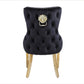 Round Marble Dining Table With Victoria Gold Dining Chairs With Lion Knocker