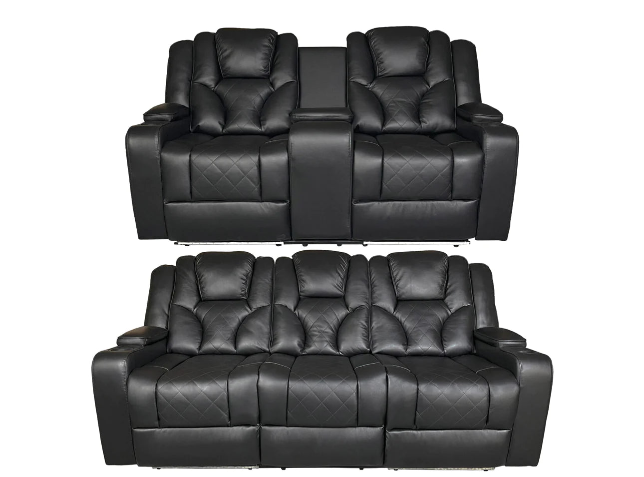 AMSTERDAM 3+2 TOP GENUINE LEATHER ELECTRIC LED RECLINING SOFA