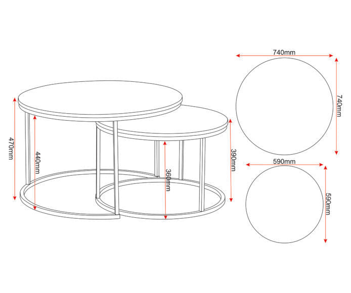 Dallas Round Coffee Table Set