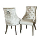 Arianna Marble Dining Table Light Grey With 4 Valencia Dark Grey Ring Knocker Chairs