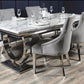 Ariana Marble Dining Table Light Grey + Jessica Dining Chairs Ring Knocker Light Grey