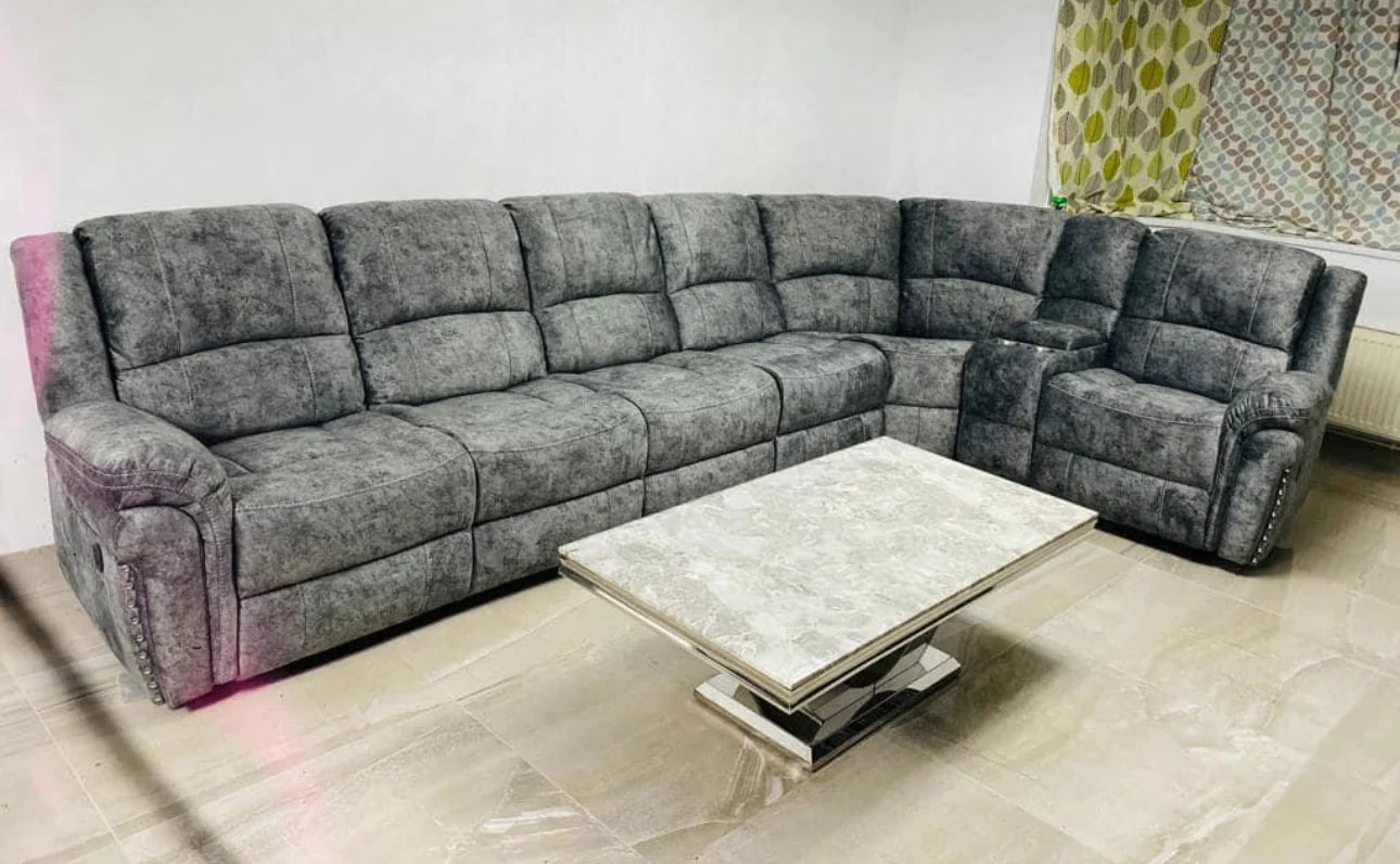 Venice Fabric Electric Recliner Sofa Silver