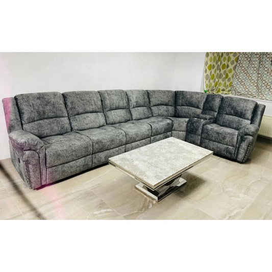 Venice Fabric Electric Recliner Sofa Silver