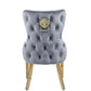 Round Marble Dining Table With Victoria Gold Dining Chairs With Lion Knocker