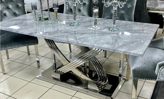 Rose 1.8m Grey Marble Dining Table