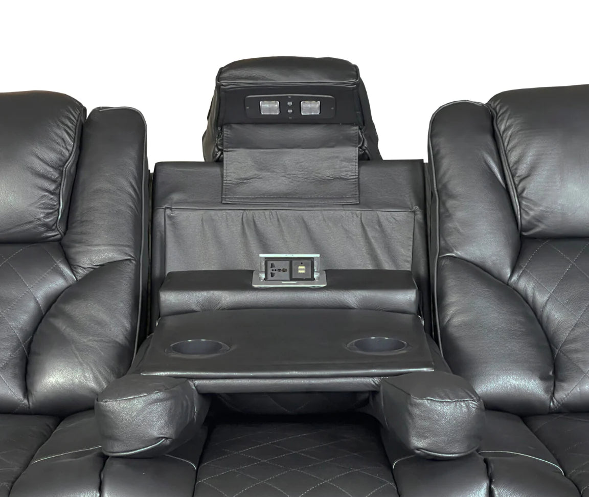 AMSTERDAM 3+2 TOP GENUINE LEATHER ELECTRIC LED RECLINING SOFA