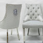 Arianna Marble Dining Table Light Grey With Majestic Light Grey Lion Knocker Chairs