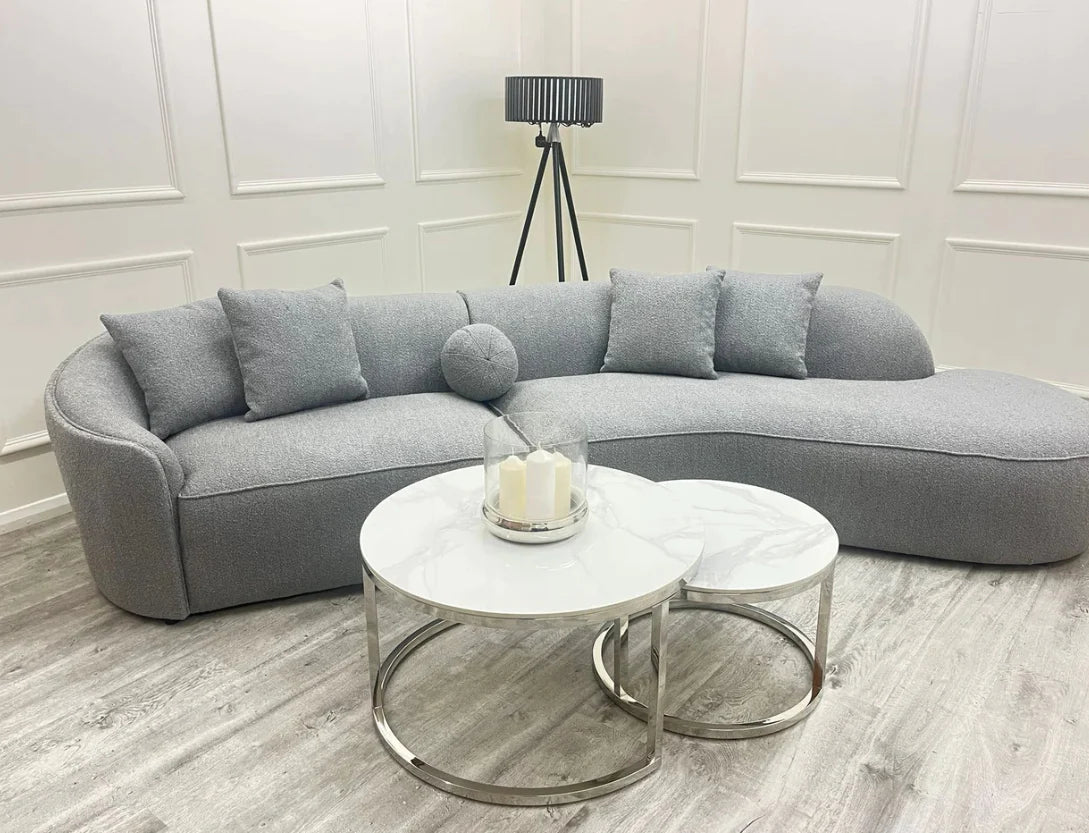 Cato Nest Of 2 Short Round Coffee Tables Stone Tops