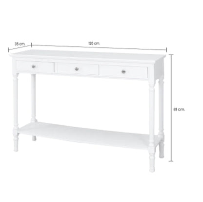 Delta Large 3 Drawer Console Table - Ball Handle