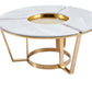 100cm Round Gold Metal With White Faux Marble Top Coffee Table