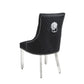 Arianna Marble Dining Table Cream With Majestic Mink Velvet Lion Knocker Chairs