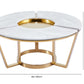 100cm Round Gold Metal With White Faux Marble Top Coffee Table