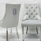 Ariel Marble Dining Table Biege With Bentley Beige Lion Knocker Chairs