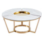 100cm Round Gold Metal With White Faux Marble Top Coffee Table
