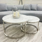 Cato Nest Of 2 Short Round Coffee Tables Stone Tops