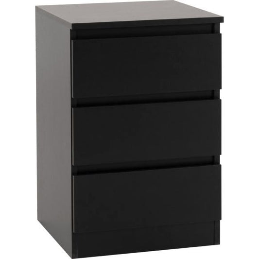 Malvern 3 Drawer Bedside Black & Grey