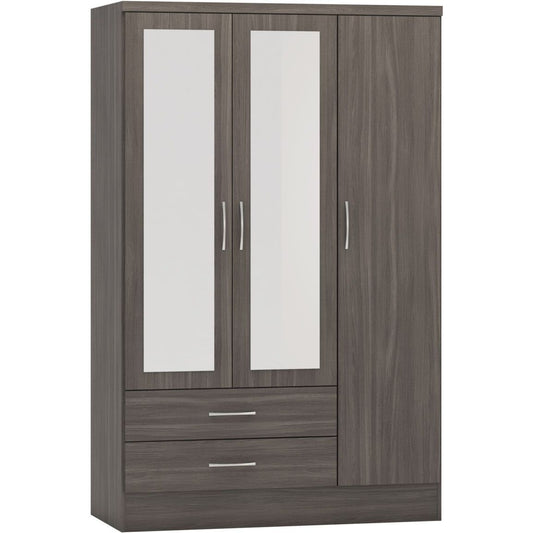 Nevada 3 Door 2 Drawer Mirrored Wardrobe