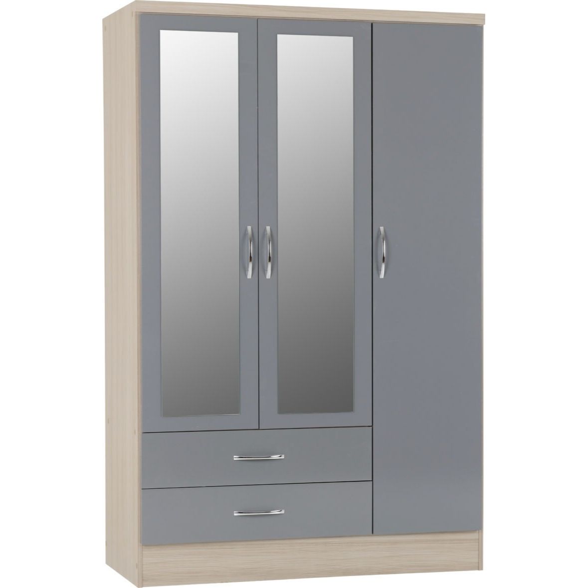 Nevada 3 Door 2 Drawer Mirrored Wardrobe