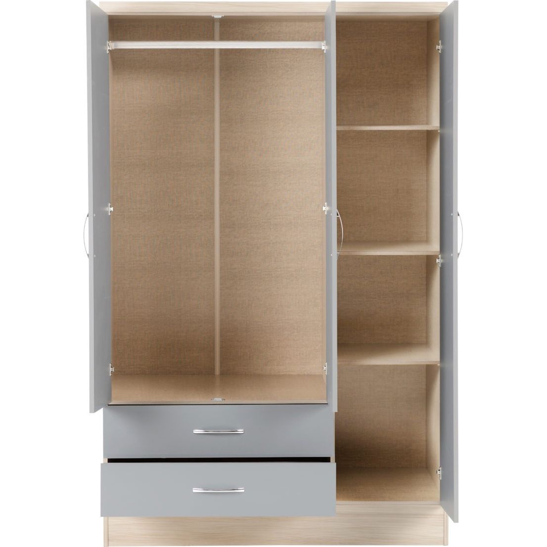 Nevada 3 Door 2 Drawer Mirrored Wardrobe