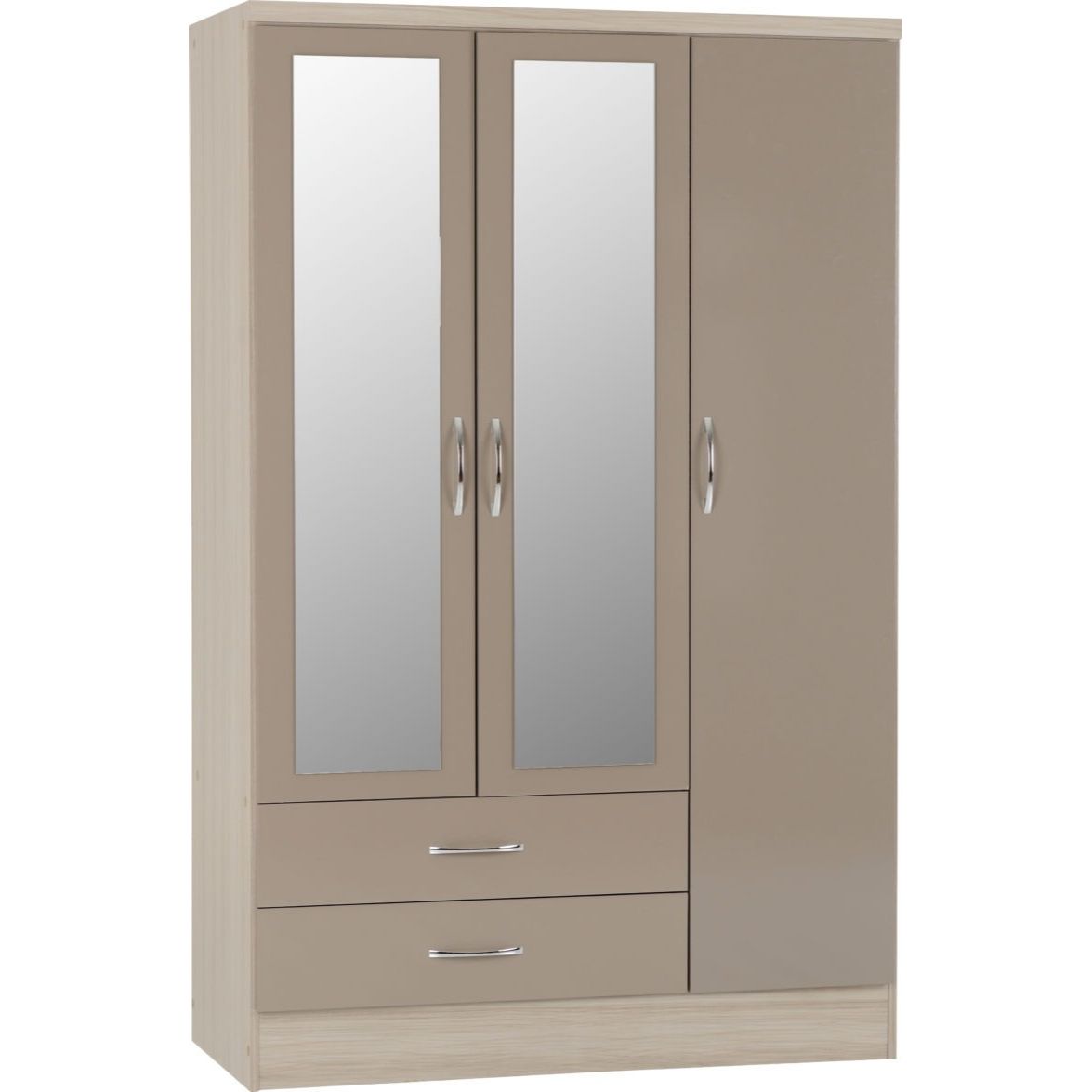 Nevada 3 Door 2 Drawer Mirrored Wardrobe