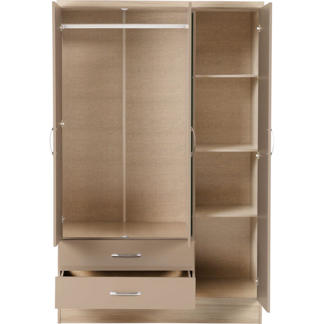 Nevada 3 Door 2 Drawer Mirrored Wardrobe