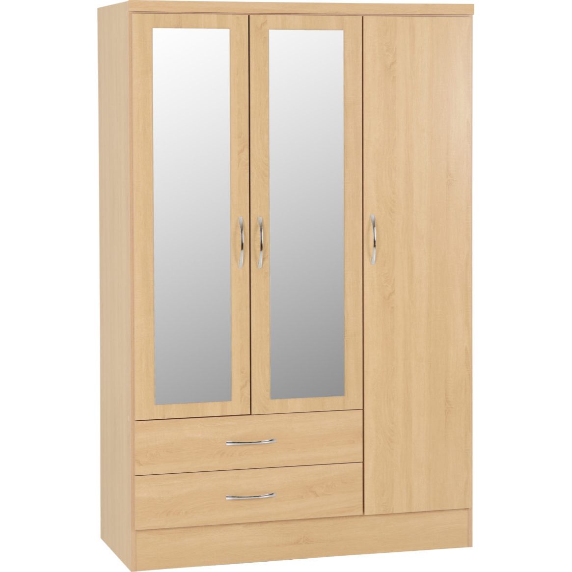 Nevada 3 Door 2 Drawer Mirrored Wardrobe