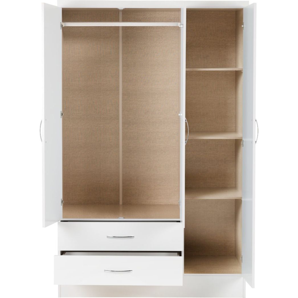 Nevada 3 Door 2 Drawer Mirrored Wardrobe