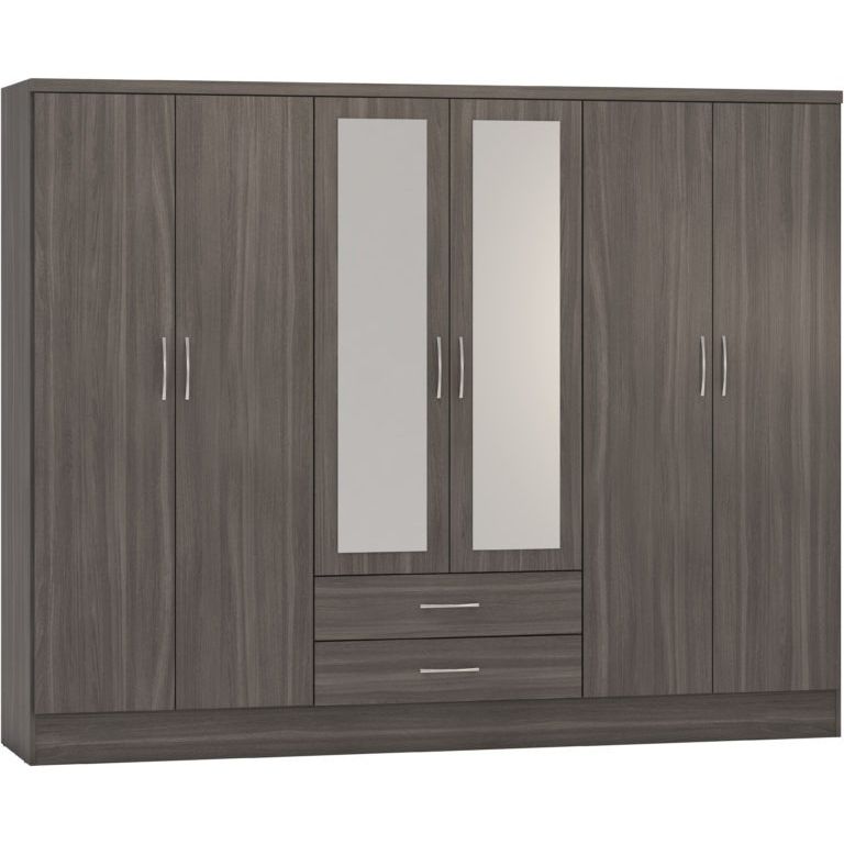 Nevada 6 Door 2 Drawer Mirrored Wardrobe