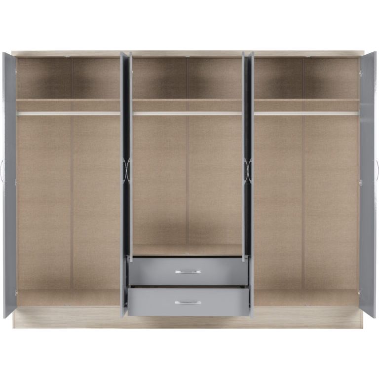 Nevada 6 Door 2 Drawer Mirrored Wardrobe