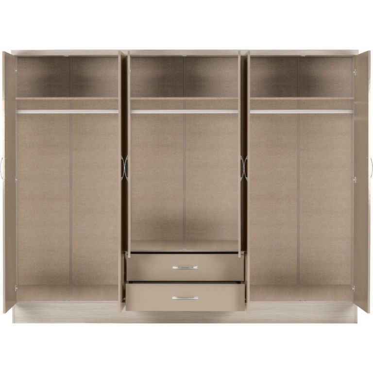 Nevada 6 Door 2 Drawer Mirrored Wardrobe