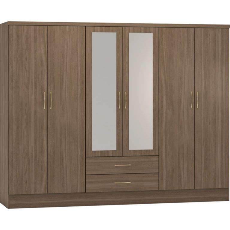 Nevada 6 Door 2 Drawer Mirrored Wardrobe