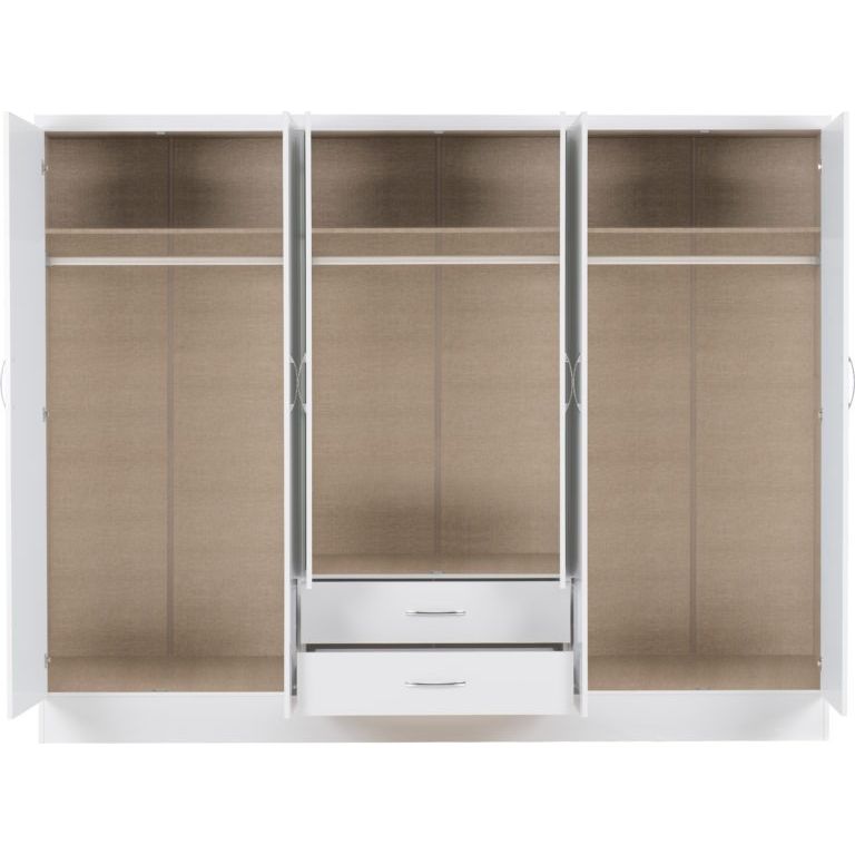 Nevada 6 Door 2 Drawer Mirrored Wardrobe