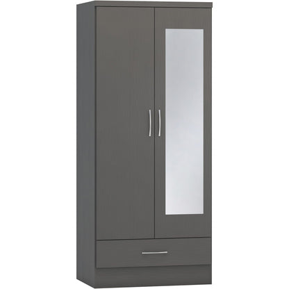 Nevada Mirrored 2 Door 1 Drawer Wardrobe