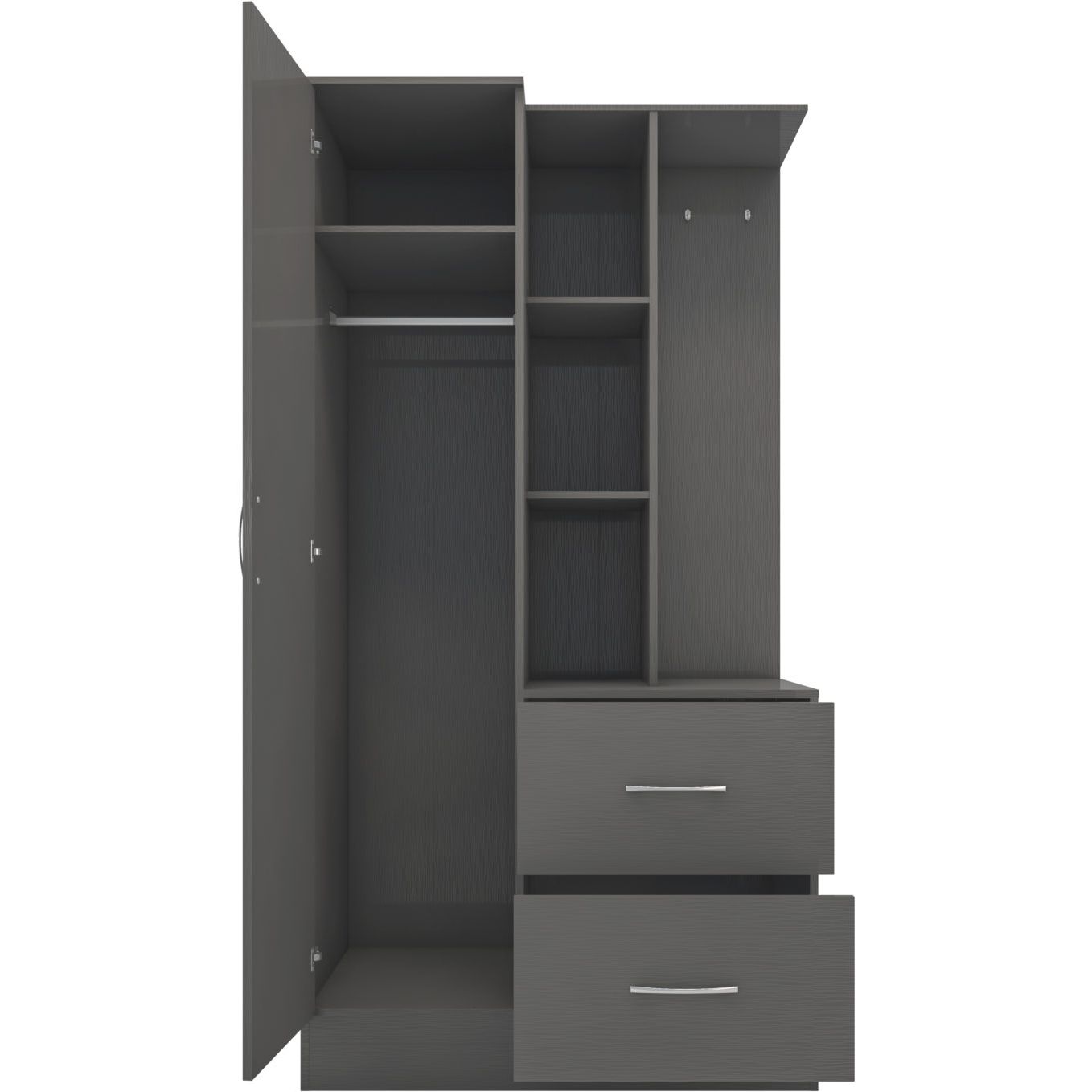 Nevada Mirrored Open Shelf Wardrobe