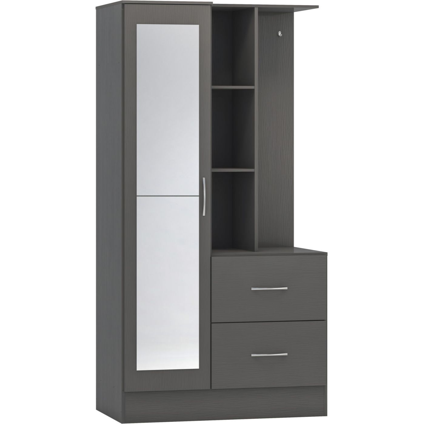 Nevada Mirrored Open Shelf Wardrobe