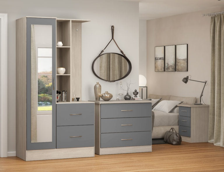 Nevada Mirrored Open Shelf Wardrobe