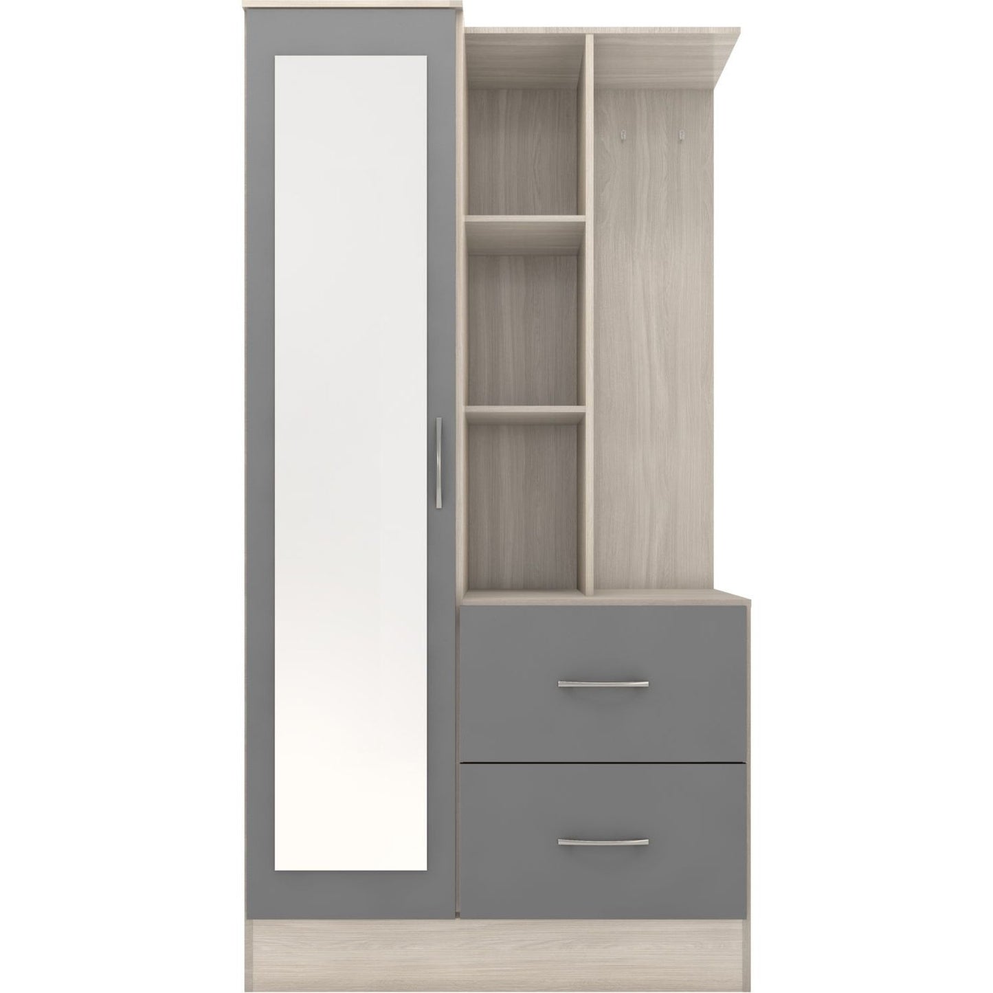 Nevada Mirrored Open Shelf Wardrobe