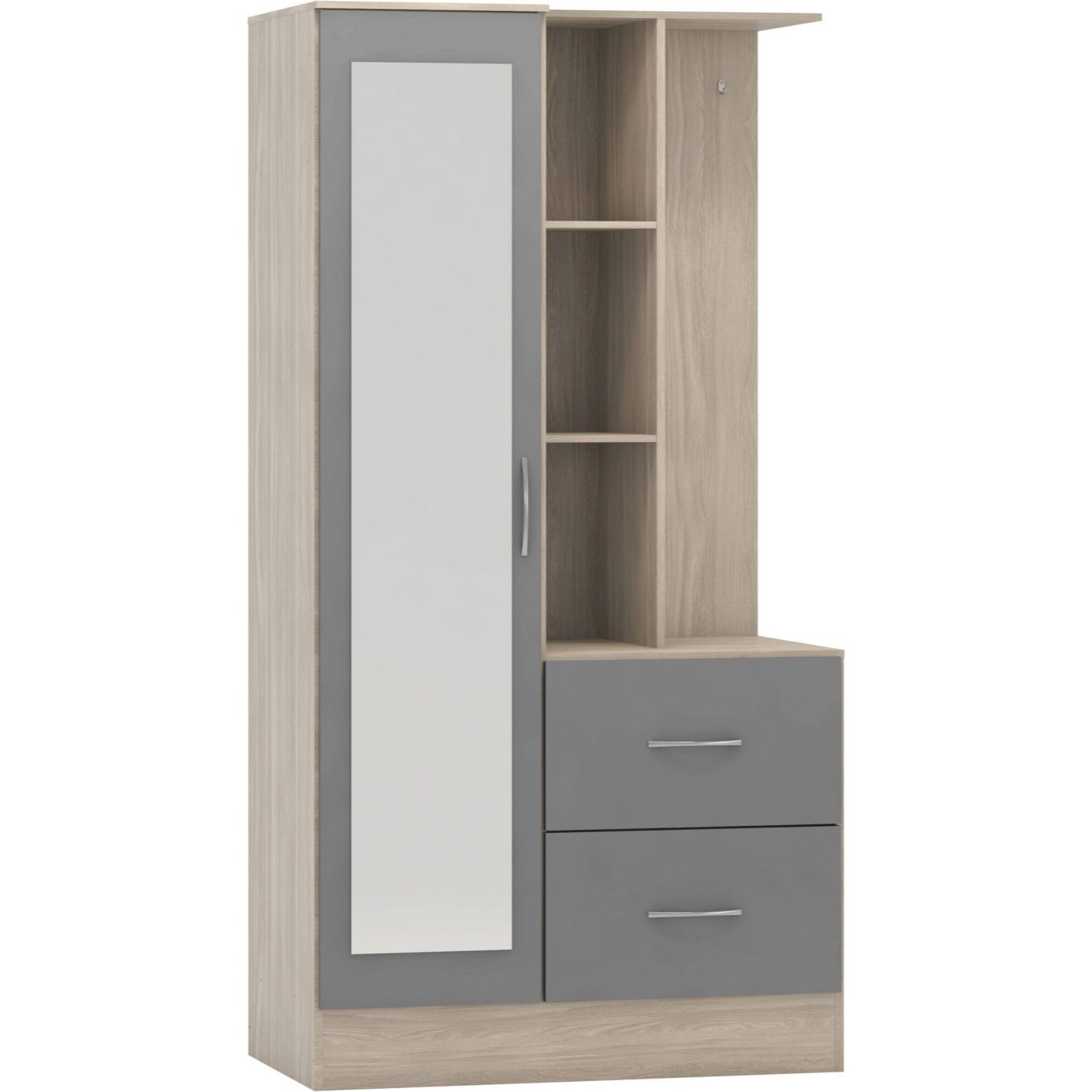 Nevada Mirrored Open Shelf Wardrobe