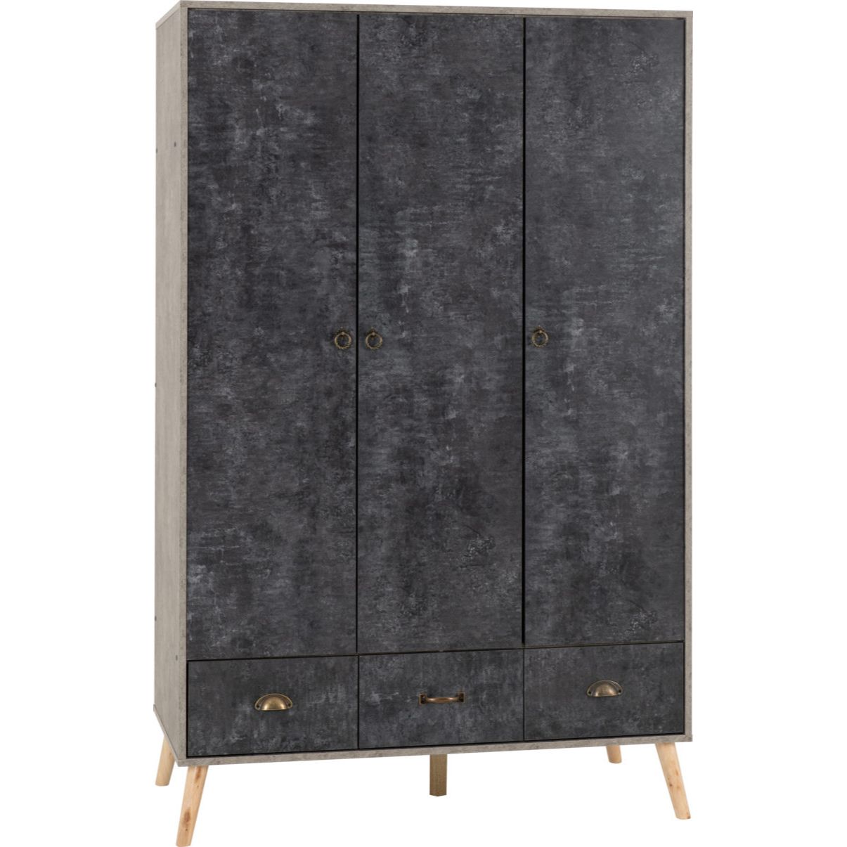 Nordic 3 Door 3 Drawer Wardrobe