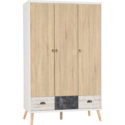 Nordic 3 Door 3 Drawer Wardrobe