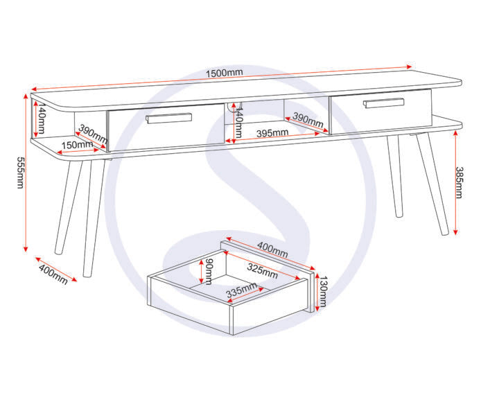 Saxton 2 Drawer TV Unit