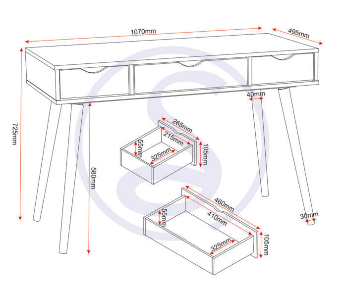 Seville 3 Drawer Console Table